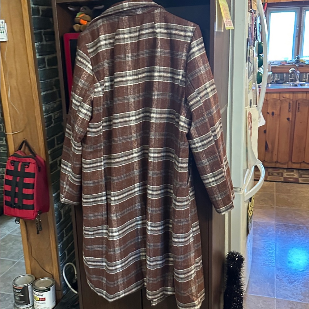 NWT Davi &Dani Brown Plaid Double-Breasted Coat - Picture 7 of 7